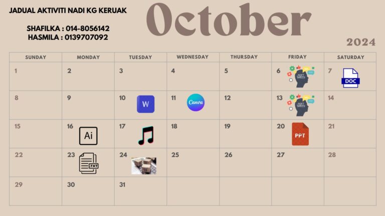 JADUAL AKTIVITI NADI KG KERUAK oktober